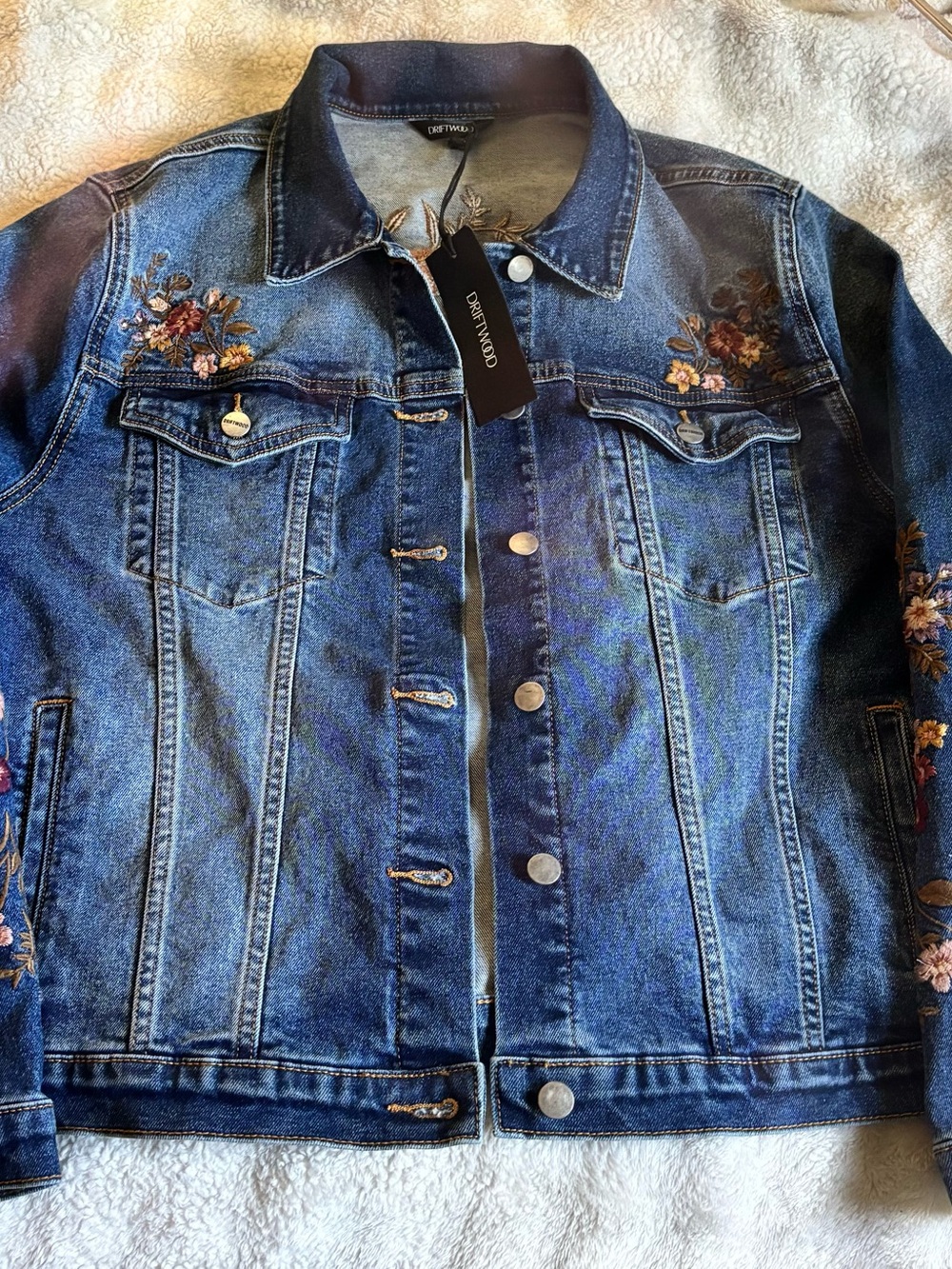 DRIFTWOOD Dark Blue Embroidered Denim Jacket